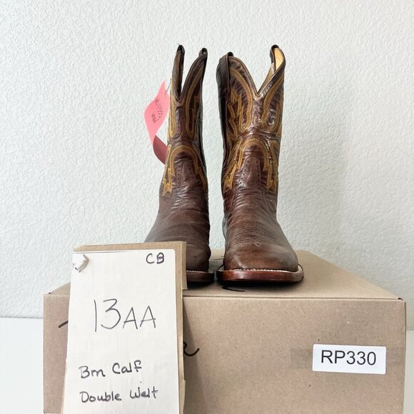 Rod Patrick Mens Cowboy Boots 13AA Perro Loco Brown Leather Western Square Toe - Picture 12 of 13